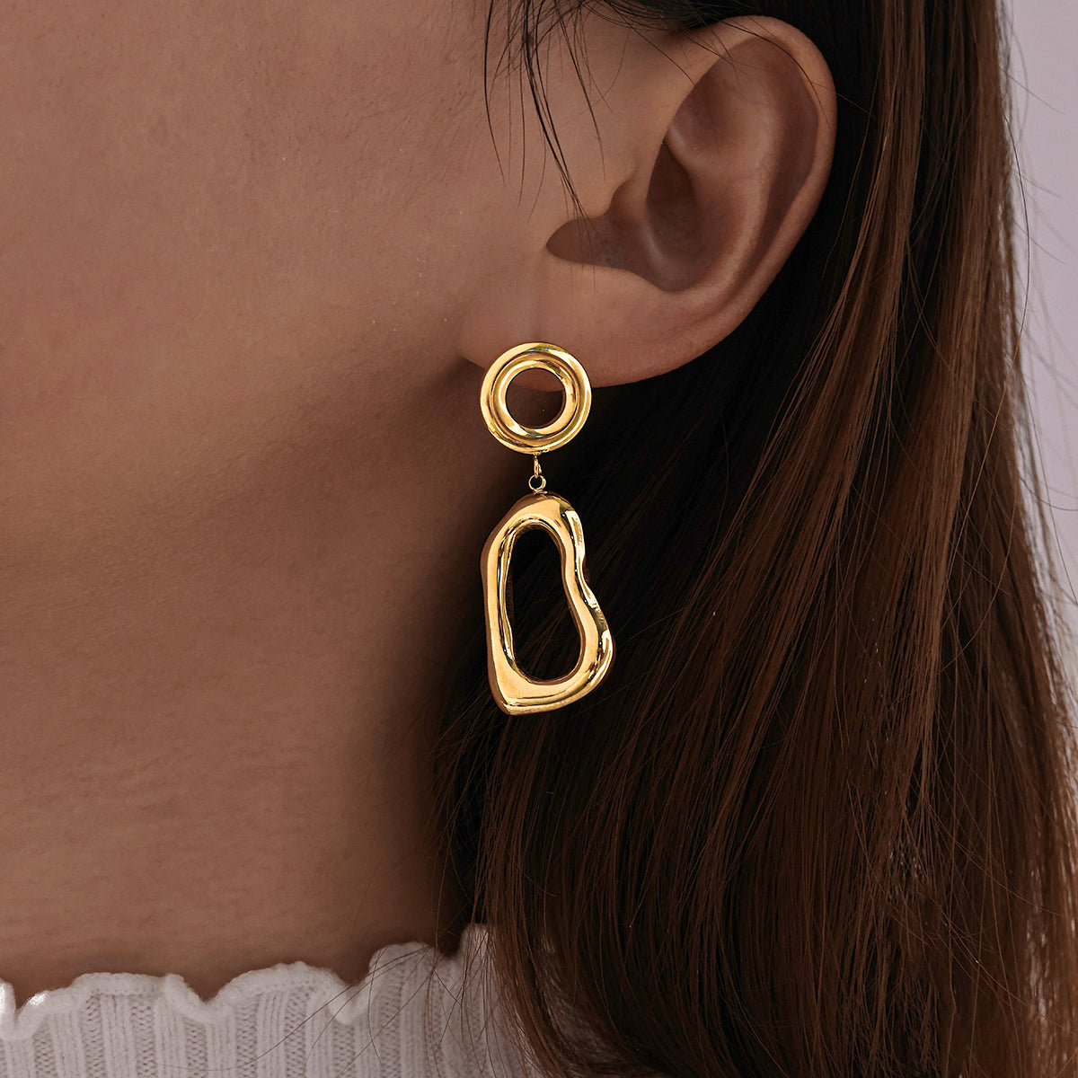 Geometric African Style Earrings For Women Made Of 304 Stainless Steel With 18K Real Gold Plated Finish, Perfect For MAMA Festival