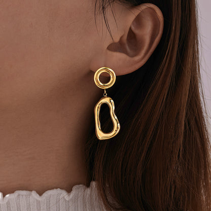 Geometric African Style Earrings For Women Made Of 304 Stainless Steel With 18K Real Gold Plated Finish, Perfect For MAMA Festival