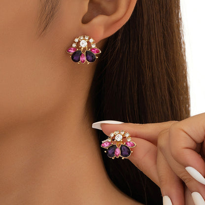 Sweet Water Droplets Stud Earrings For Women Featuring Electroplated Zinc Alloy In Multicolor