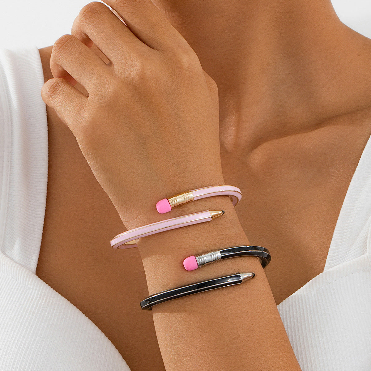 Retro Asymmetrical Alloy Bangle For Women In Colourful Design