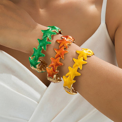 Exaggerated Starfish Bangle For Women In Electroplated Alloy Featuring Unique Design