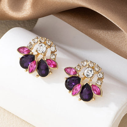 Sweet Water Droplets Stud Earrings For Women Featuring Electroplated Zinc Alloy In Multicolor