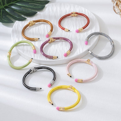 Retro Asymmetrical Zinc Bangle For Women Featuring Unique Colour Design