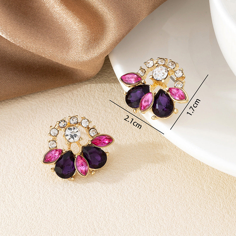 Sweet Water Droplets Stud Earrings For Women Featuring Electroplated Zinc Alloy In Multicolor