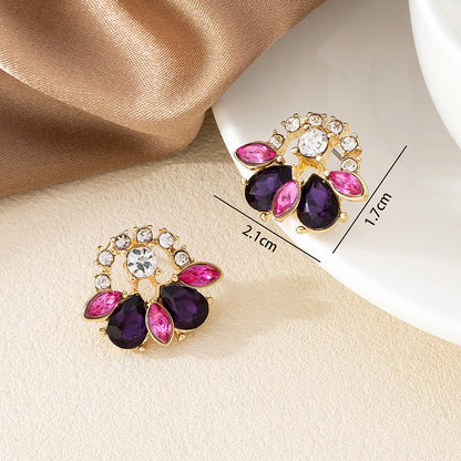 Sweet Water Droplets Stud Earrings For Women Featuring Electroplated Zinc Alloy In Multicolor