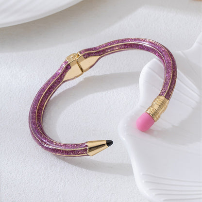 Retro Asymmetrical Zinc Bangle For Women Featuring Unique Colour Design