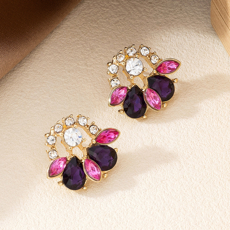 Sweet Water Droplets Stud Earrings For Women Featuring Electroplated Zinc Alloy In Multicolor