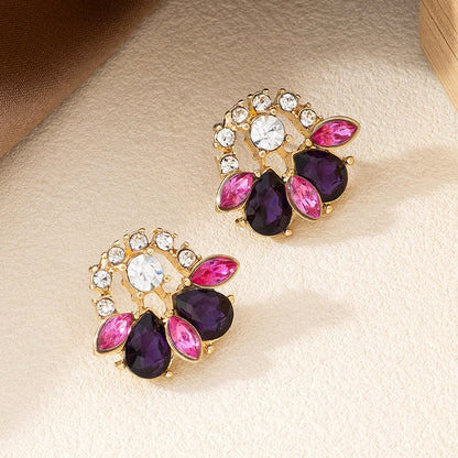 Sweet Water Droplets Stud Earrings For Women Featuring Electroplated Zinc Alloy In Multicolor