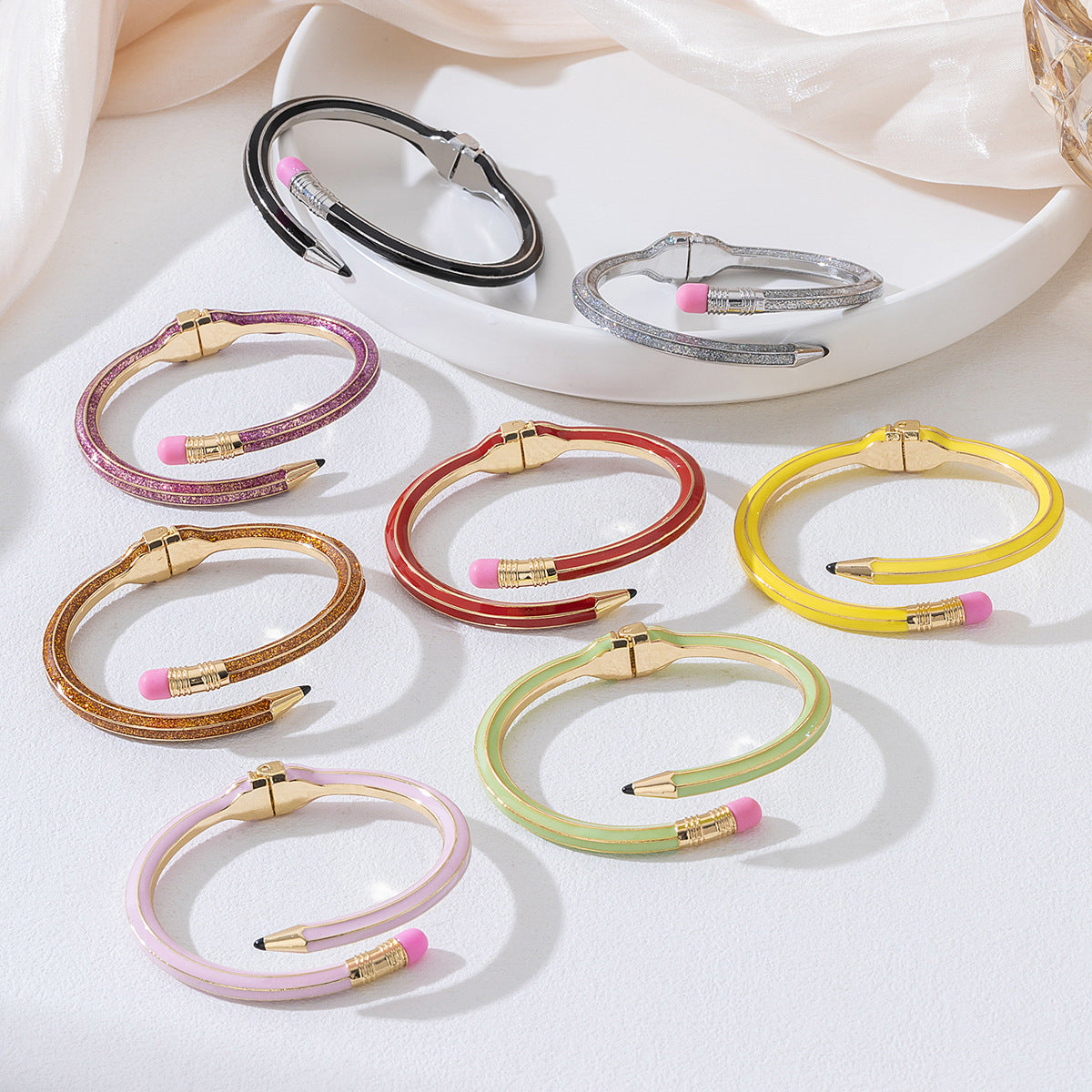Retro Asymmetrical Alloy Bangle For Women In Colourful Design