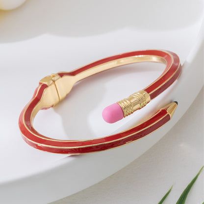 Retro Asymmetrical Alloy Bangle For Women In Colourful Design