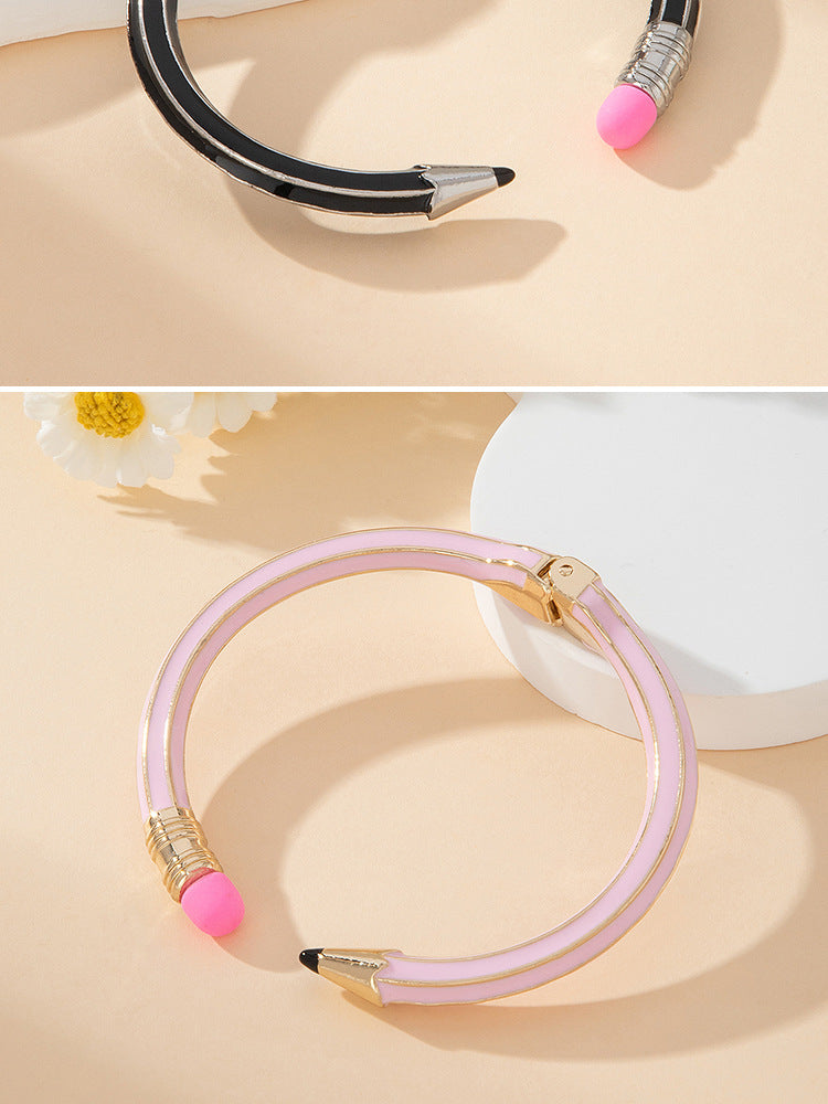 Retro Asymmetrical Zinc Bangle For Women Featuring Unique Colour Design