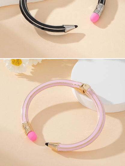Retro Asymmetrical Zinc Bangle For Women Featuring Unique Colour Design