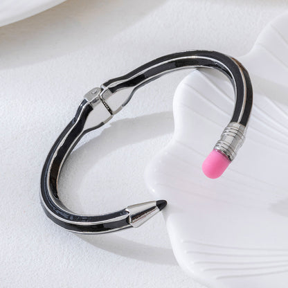 Retro Asymmetrical Zinc Bangle For Women Featuring Unique Colour Design