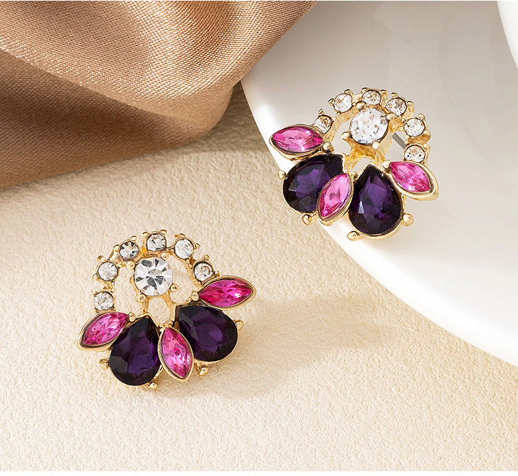 Sweet Water Droplets Stud Earrings For Women Featuring Electroplated Zinc Alloy In Multicolor