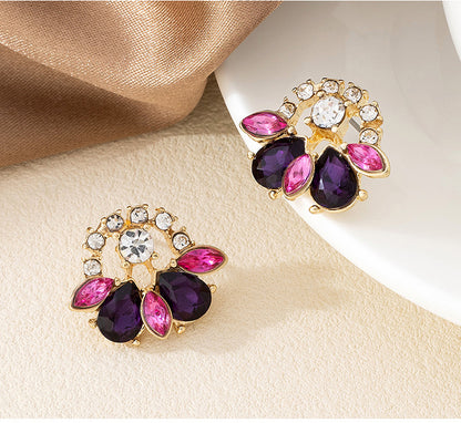 Sweet Water Droplets Stud Earrings For Women Featuring Electroplated Zinc Alloy In Multicolor