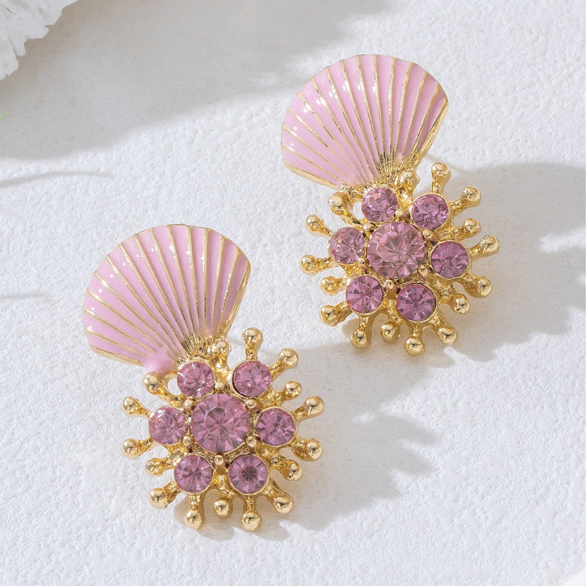 Retro Stud Earrings For Women Featuring Cyan Shell Inlay Made Of Durable Zinc Alloy
