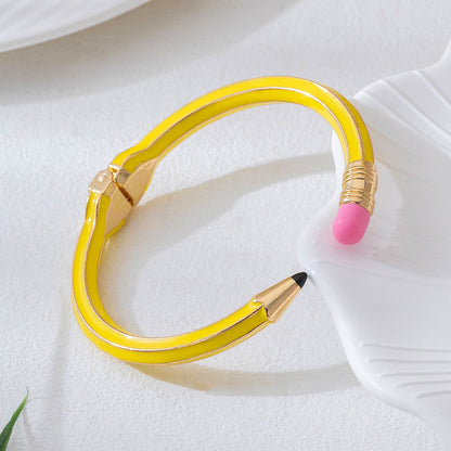 Retro Asymmetrical Zinc Bangle For Women Featuring Unique Colour Design