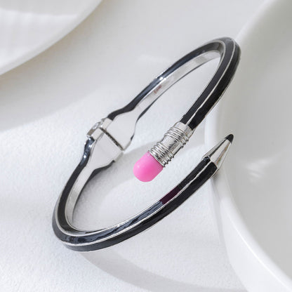 Retro Asymmetrical Alloy Bangle For Women In Colourful Design