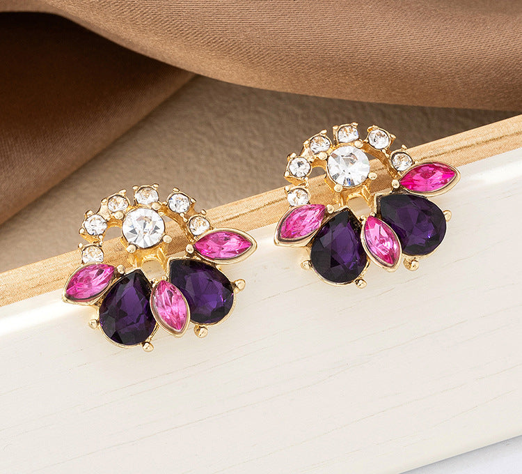 Sweet Water Droplets Stud Earrings For Women Featuring Electroplated Zinc Alloy In Multicolor