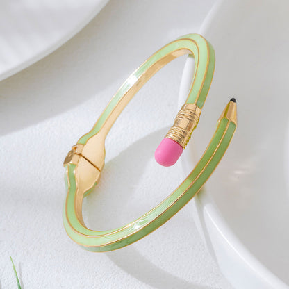 Retro Asymmetrical Alloy Bangle For Women In Colourful Design