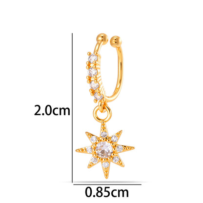 1 Piece Star Nose Clip For Women, Copper Material With 18K Real Gold Plated Electroplating And Zircon Inlay