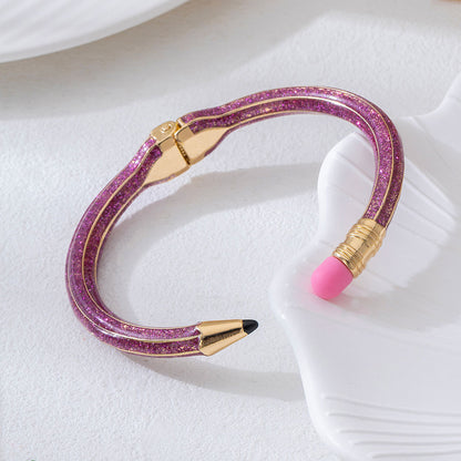 Retro Asymmetrical Zinc Bangle For Women Featuring Unique Colour Design