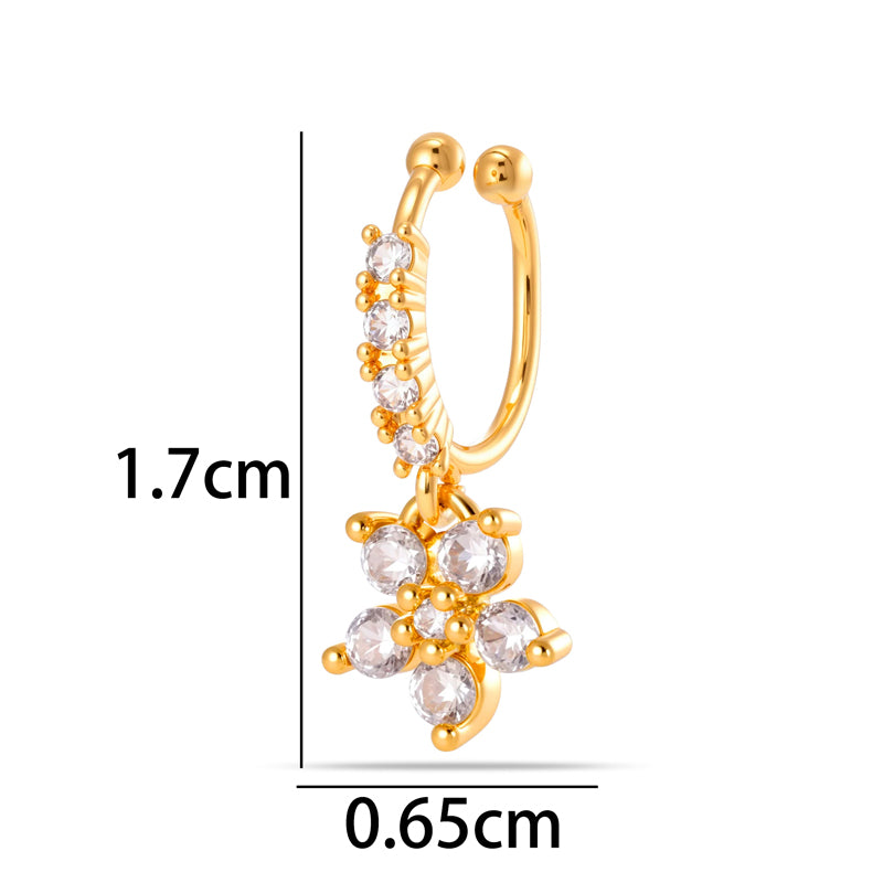 1 Piece Star Nose Clip For Women, Copper Material With 18K Real Gold Plated Electroplating And Zircon Inlay