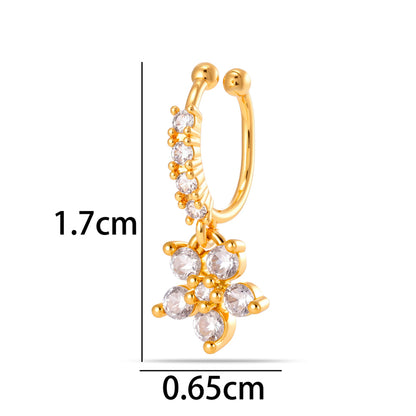 1 Piece Star Nose Clip For Women, Copper Material With 18K Real Gold Plated Electroplating And Zircon Inlay