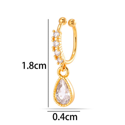 1 Piece Star Nose Clip For Women, Copper Material With 18K Real Gold Plated Electroplating And Zircon Inlay