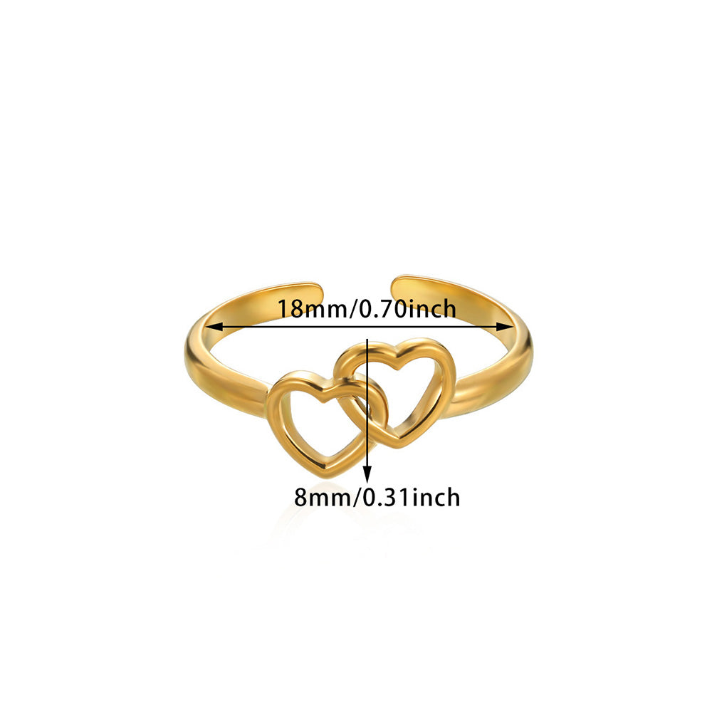 Heart Shape Basic Ring For Women In 304 Stainless Steel With 18K Real Gold Plated Finish, Perfect For Valentine's Day