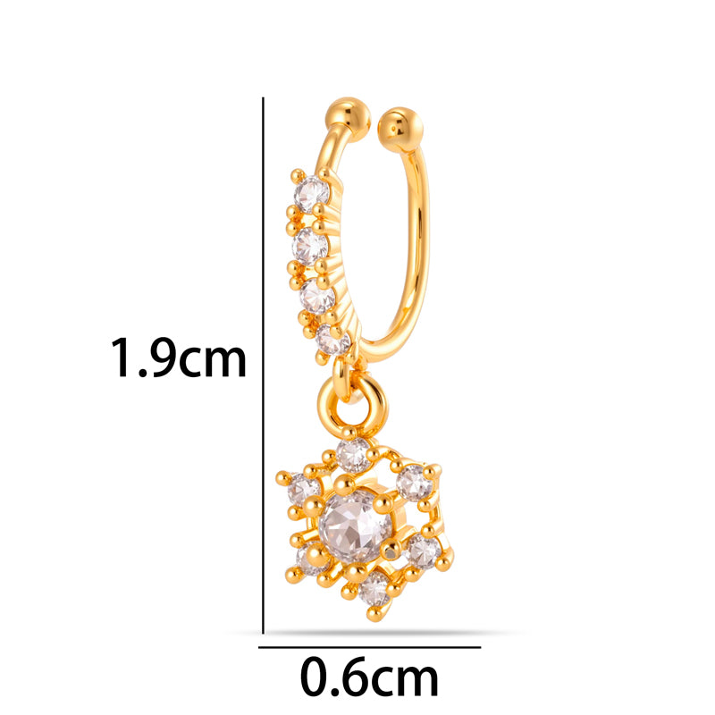 1 Piece Star Nose Clip For Women, Copper Material With 18K Real Gold Plated Electroplating And Zircon Inlay