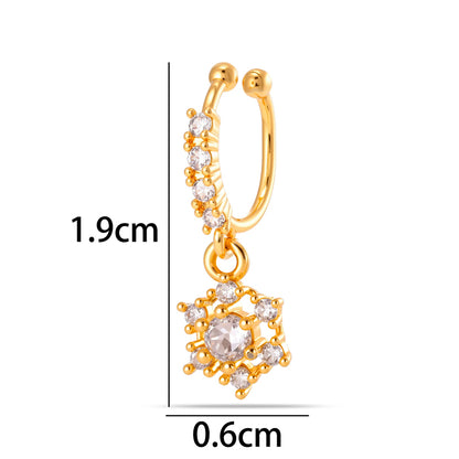 1 Piece Star Nose Clip For Women, Copper Material With 18K Real Gold Plated Electroplating And Zircon Inlay