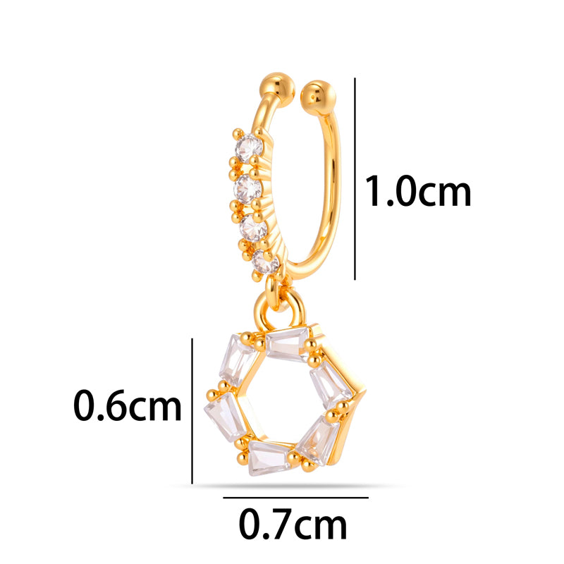 1 Piece Star Nose Clip For Women, Copper Material With 18K Real Gold Plated Electroplating And Zircon Inlay