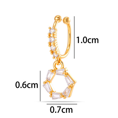 1 Piece Star Nose Clip For Women, Copper Material With 18K Real Gold Plated Electroplating And Zircon Inlay