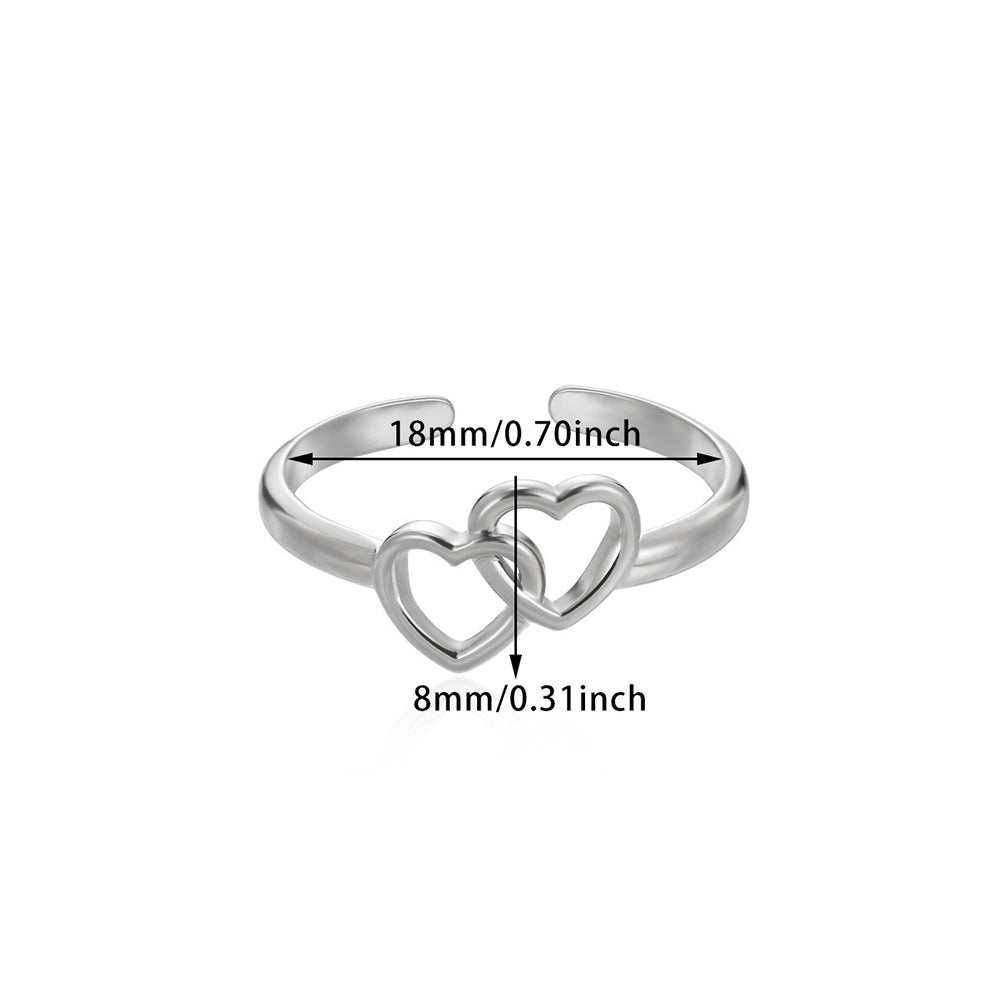 Heart Shape Basic Ring For Women In 304 Stainless Steel With 18K Real Gold Plated Finish, Perfect For Valentine's Day