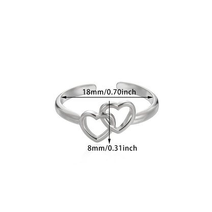 Heart Shape Basic Ring For Women In 304 Stainless Steel With 18K Real Gold Plated Finish, Perfect For Valentine's Day