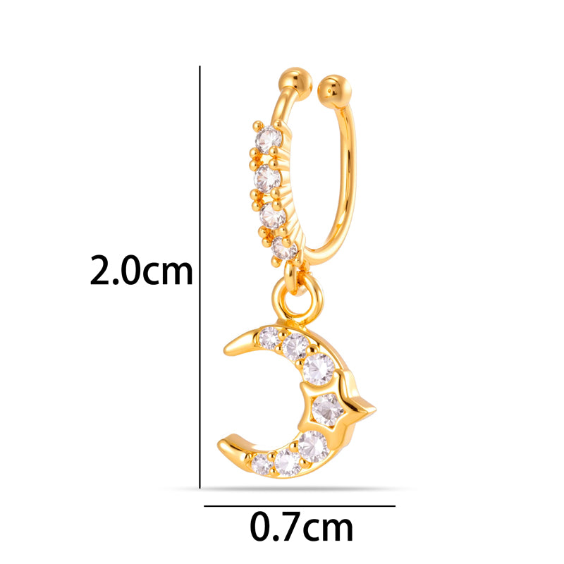1 Piece Star Nose Clip For Women, Copper Material With 18K Real Gold Plated Electroplating And Zircon Inlay