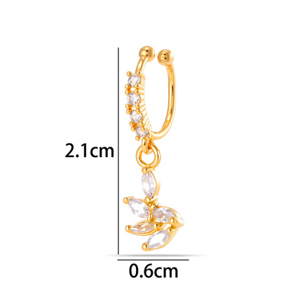 1 Piece Star Nose Clip For Women, Copper Material With 18K Real Gold Plated Electroplating And Zircon Inlay