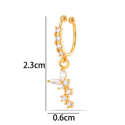1 Piece Star Nose Clip For Women, Copper Material With 18K Real Gold Plated Electroplating And Zircon Inlay