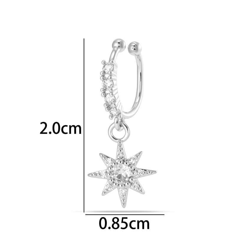 1 Piece Star Nose Clip For Women, Copper Material With 18K Real Gold Plated Electroplating And Zircon Inlay
