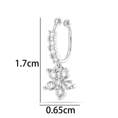 1 Piece Star Nose Clip For Women, Copper Material With 18K Real Gold Plated Electroplating And Zircon Inlay