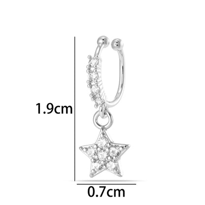 1 Piece Star Nose Clip For Women, Copper Material With 18K Real Gold Plated Electroplating And Zircon Inlay