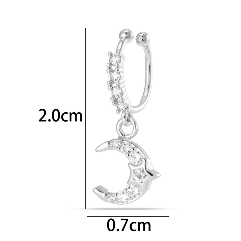 1 Piece Star Nose Clip For Women, Copper Material With 18K Real Gold Plated Electroplating And Zircon Inlay