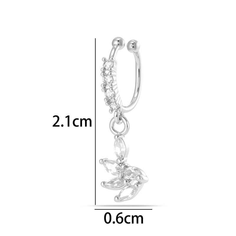 1 Piece Star Nose Clip For Women, Copper Material With 18K Real Gold Plated Electroplating And Zircon Inlay