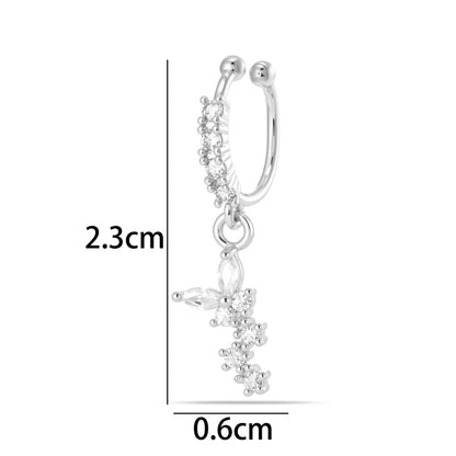 1 Piece Star Nose Clip For Women, Copper Material With 18K Real Gold Plated Electroplating And Zircon Inlay
