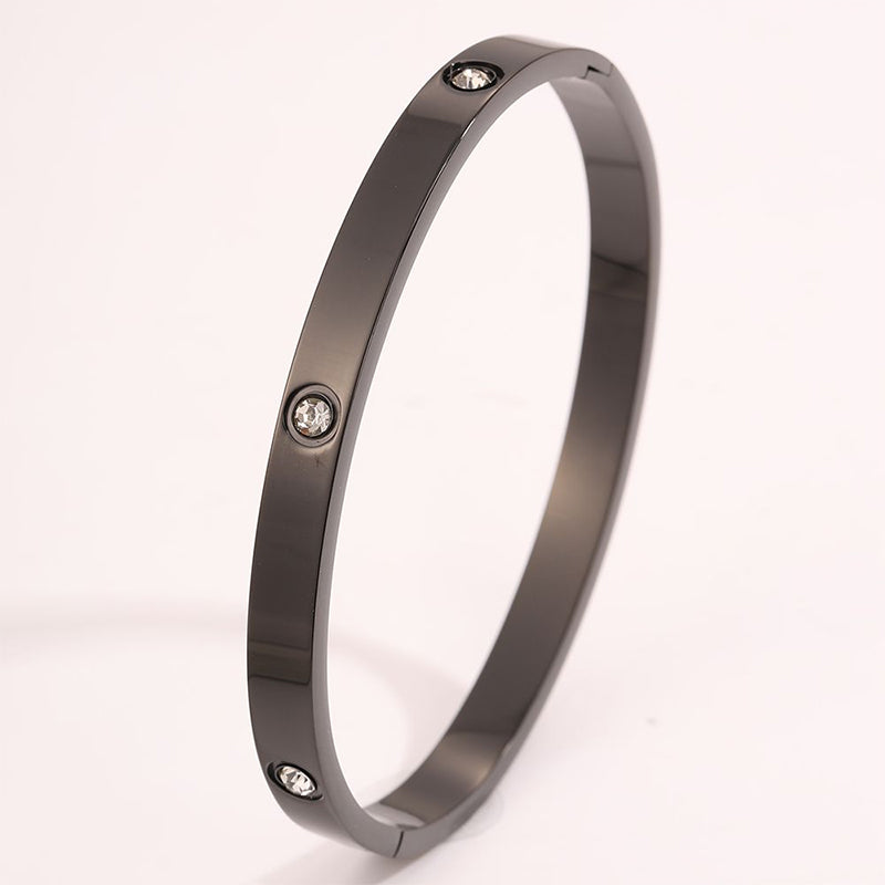 Solid Color Unisex Bangle For Super Bowl Featuring 304 Stainless Steel With 18K Real Gold Plated And Zircon Inlay