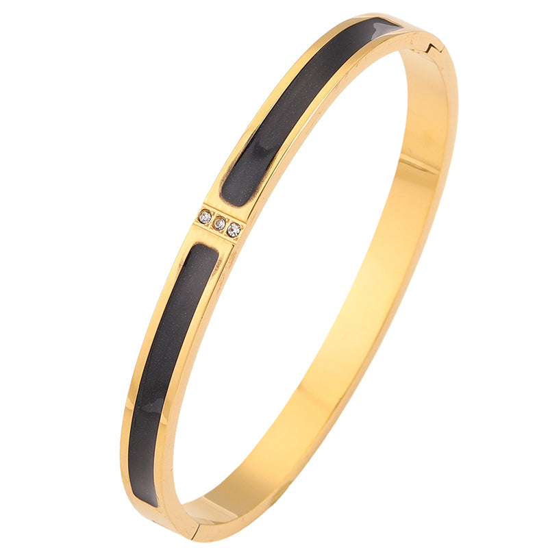 Solid Color Unisex Bangle For Super Bowl Featuring 304 Stainless Steel With 18K Real Gold Plated And Zircon Inlay