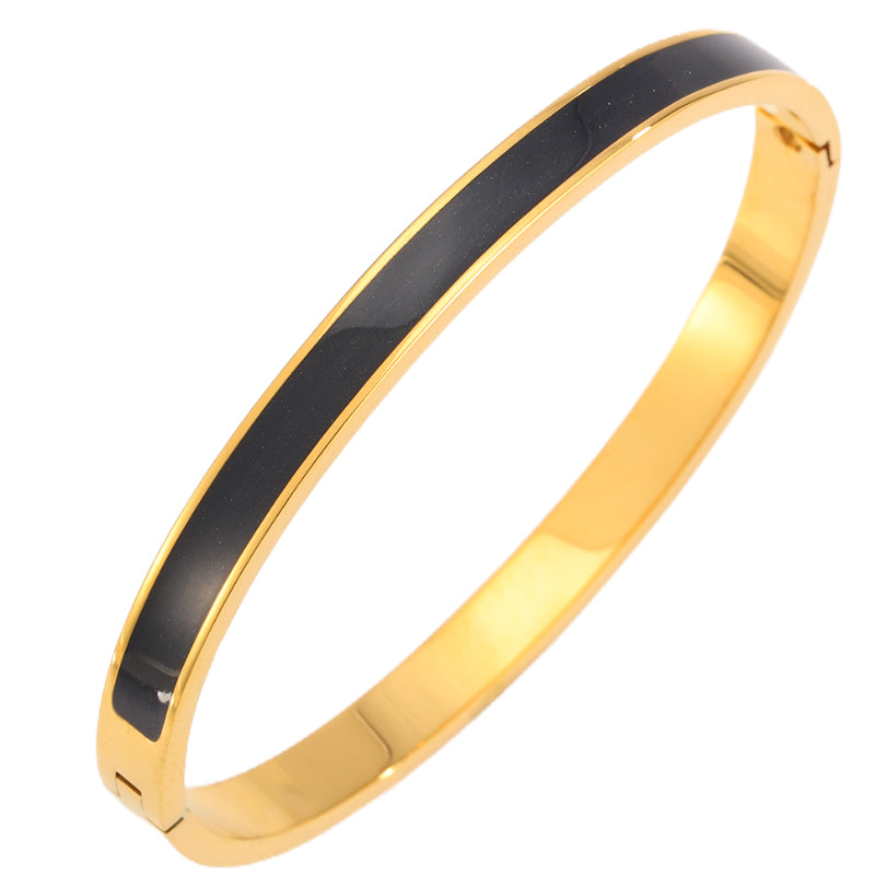 Solid Color Unisex Bangle For Super Bowl Featuring 304 Stainless Steel With 18K Real Gold Plated And Zircon Inlay