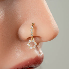 1 Piece Star Nose Clip For Women, Copper Material With 18K Real Gold Plated Electroplating And Zircon Inlay