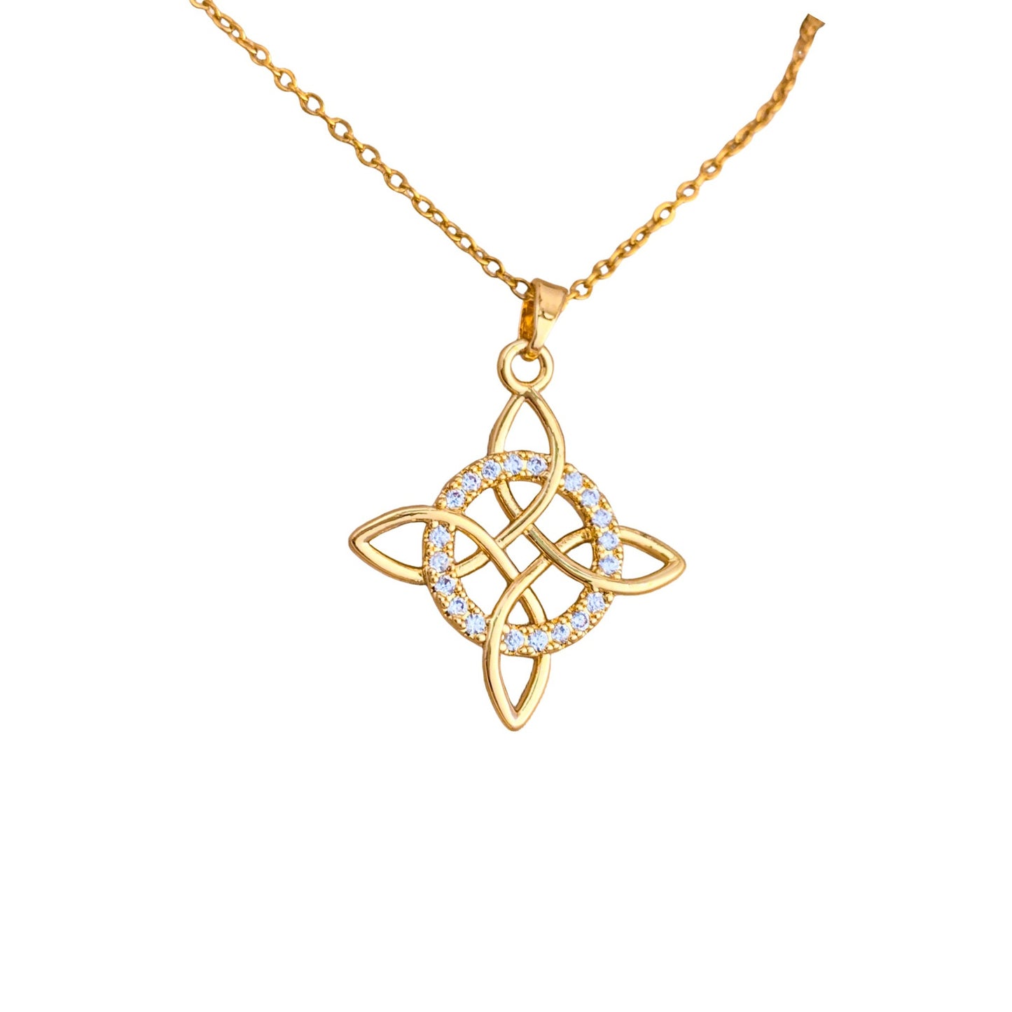 Simple Style Titanium Steel Knot Necklace For Women With Cable Chain Featuring Witches Knot Jewelry Design